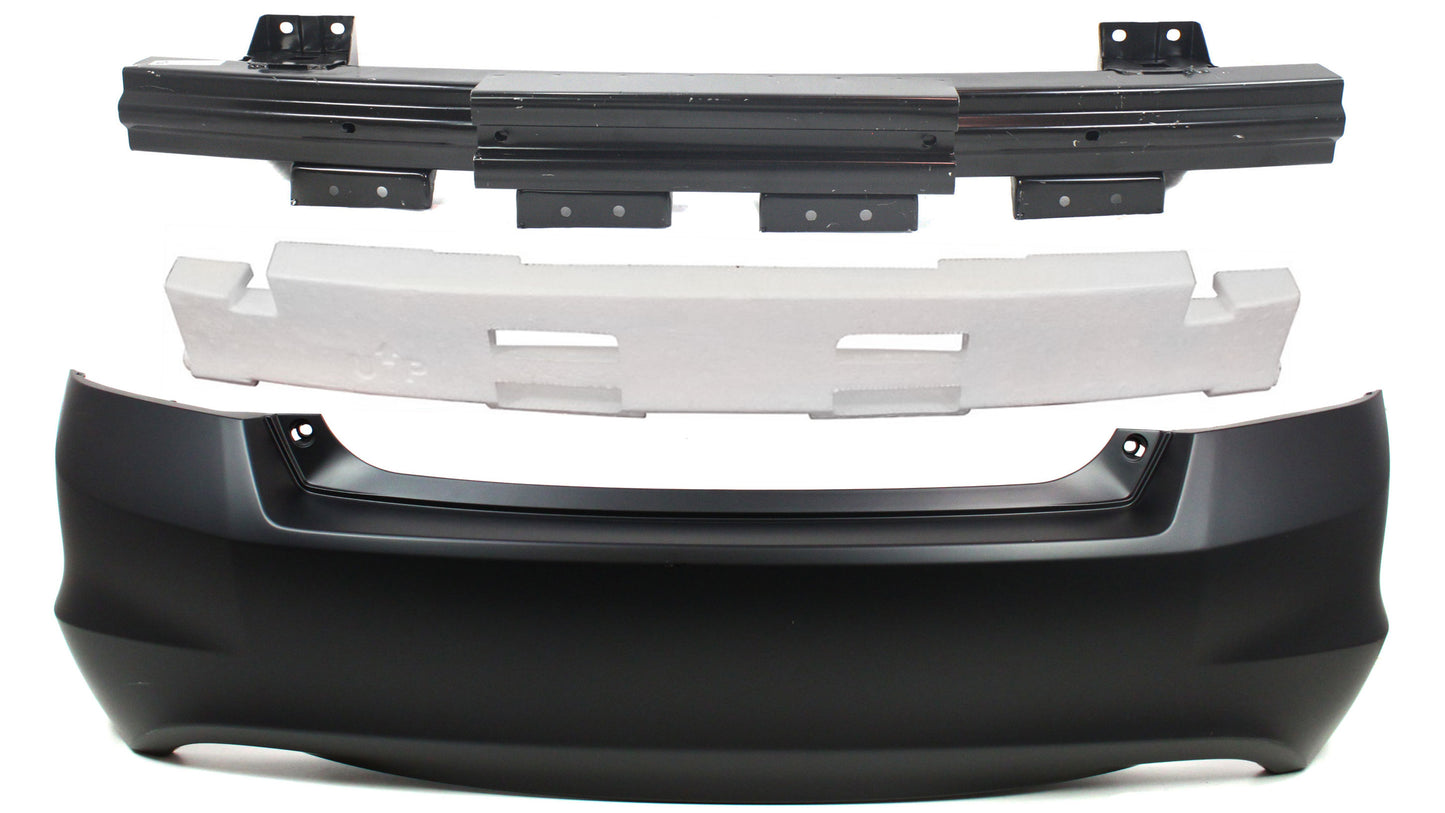 3-Piece Kit, Rear Primed Bumper Cover, 4-Door-Sedan, Includes (1) Bumper Absorber, (1) Bumper Cover, and (1) Bumper Reinforcement