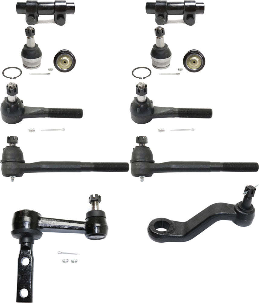 12-Piece Kit Front Suspension Kit, Includes (4) Tie Rod End, (2) Tie Rod Adjusting Sleeve, (4) Ball Joint, (1) Idler Arm and (1) Pitman Arm