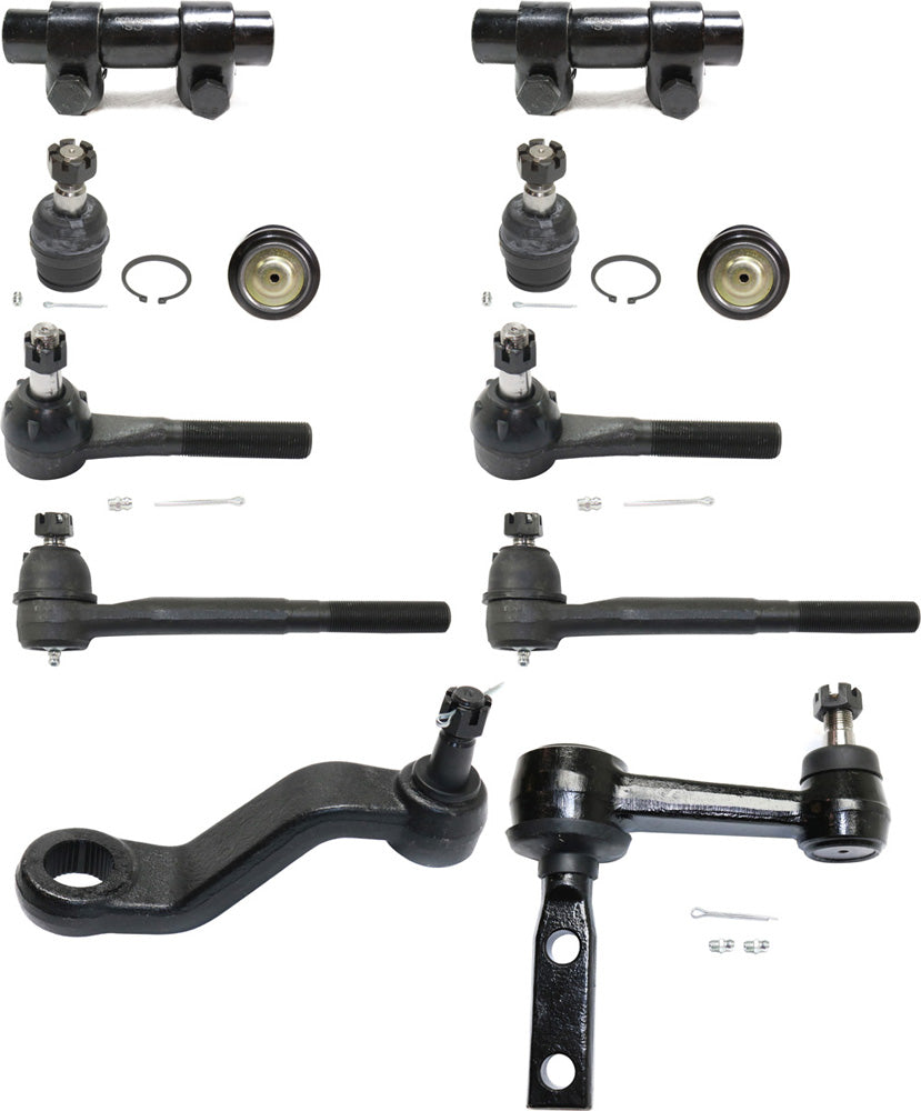 12-Piece Kit Front Suspension Kit, Includes (4) Tie Rod End, (2) Tie Rod Adjusting Sleeve, (4) Ball Joint, (1) Idler Arm and (1) Pitman Arm