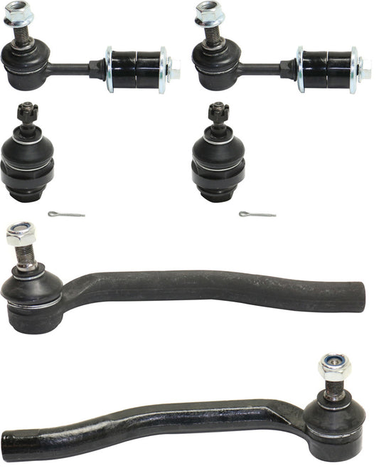 6-Piece Kit Front, Driver and Passenger Side Suspension Kit, Includes (2) Tie Rod End, (2) Sway Bar Link and (2) Ball Joint