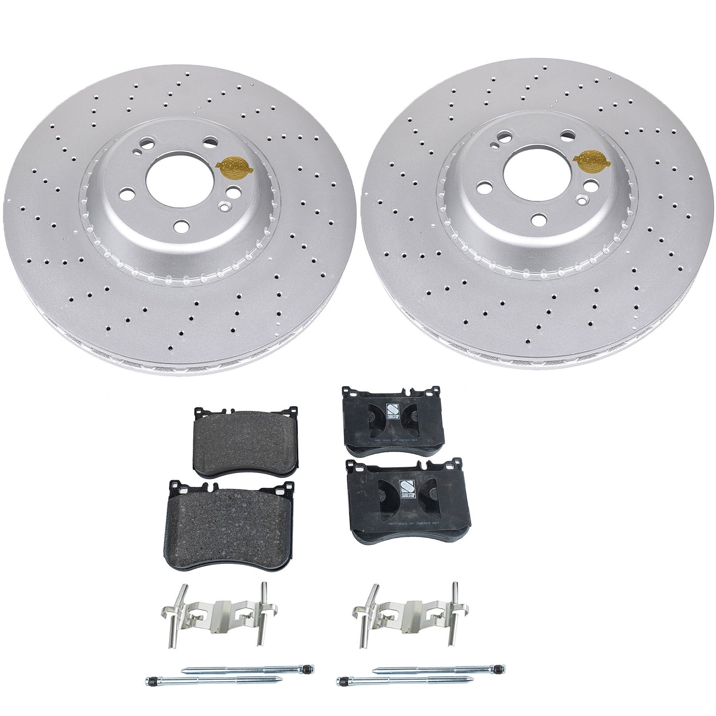 KIT-090821-325 2-Wheel Set Front Brake Disc and Pad Kit, Plain Surface 5 Lugs 370.84 mm Organic Brake Disc Evolution Geomet Coated High Carbon; Brake Pad Set Pro-Line Series, Includes (2) Disc and (1) Pad Set