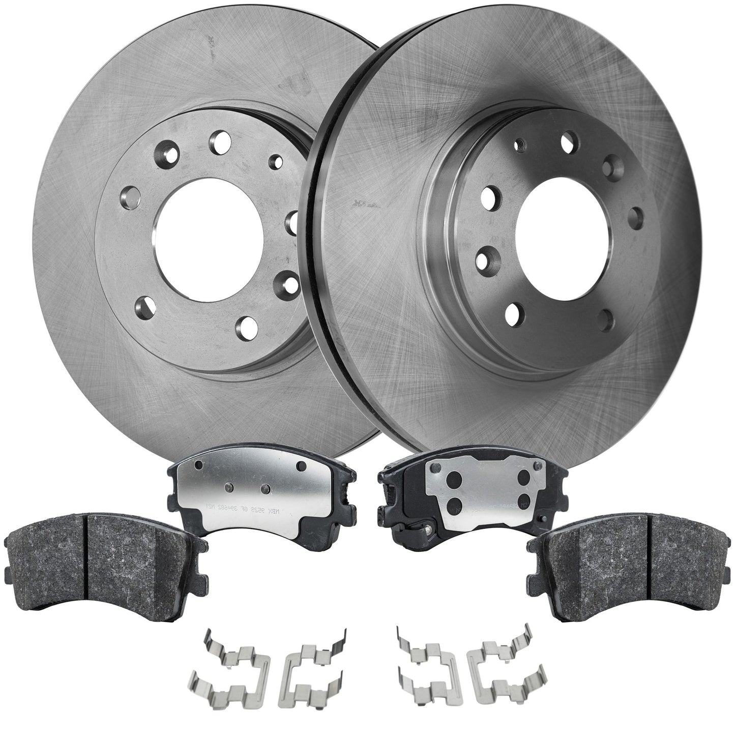 2-Wheel Set Brake Disc and Pad Kit, Plain Surface 5 Lugs 282.45 mm Organic Pro-Line Series, Includes (2) Brake Disc and (1) Brake Pad Set