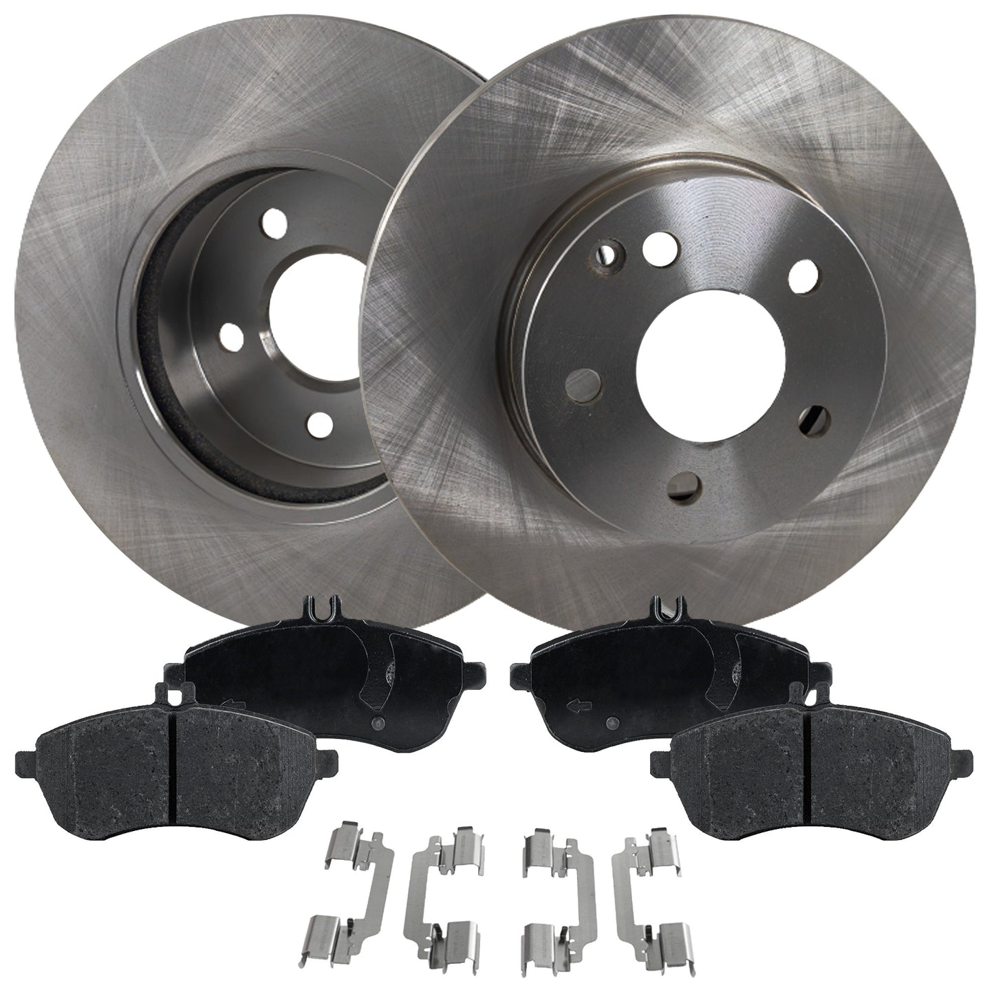 2-Wheel Set Front Brake Disc and Pad Kit, Plain Surface 5 Lugs 294.89 mm Organic Pro-Line Series, Includes (2) Brake Disc and (1) Brake Pad Set