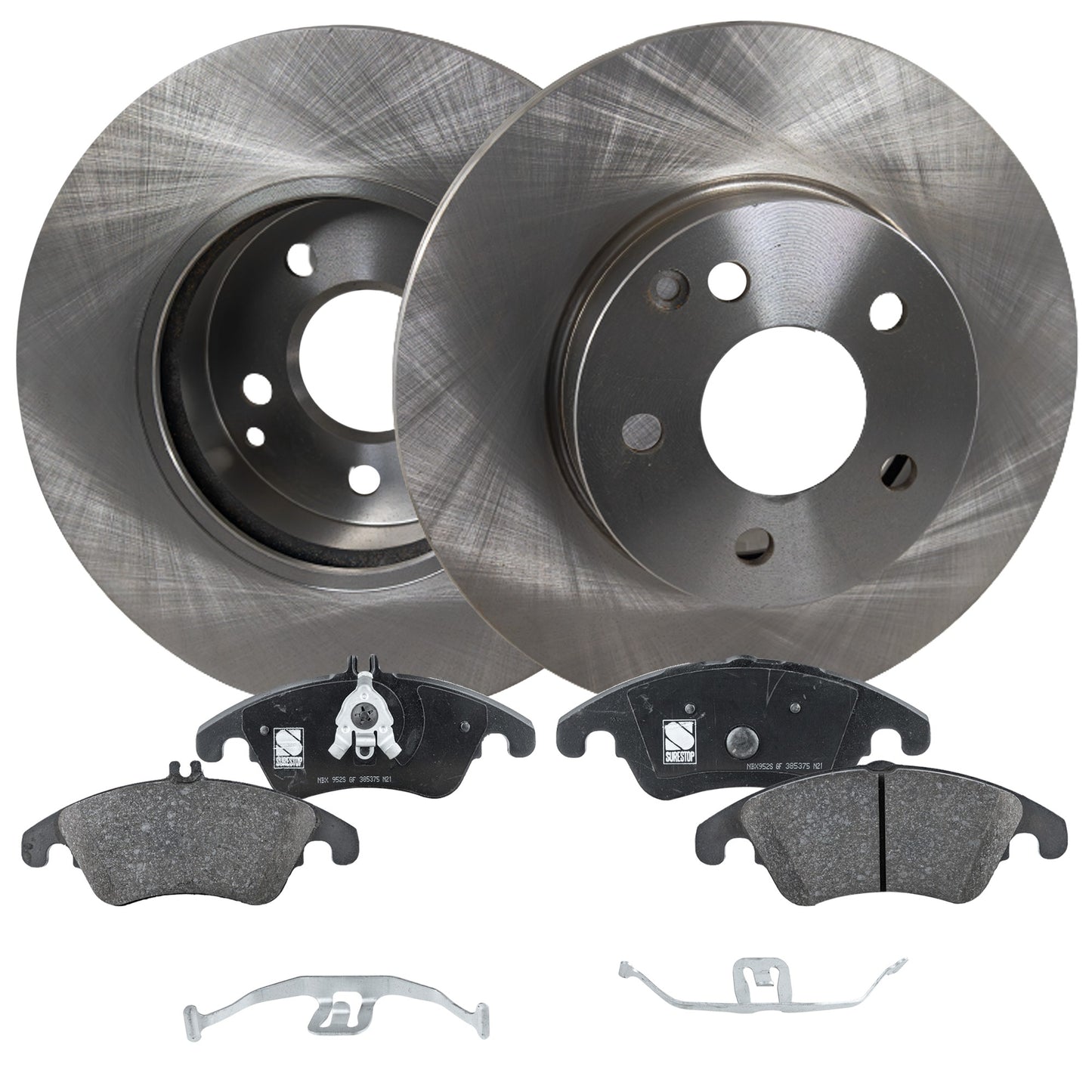 2-Wheel Set Front Brake Disc and Pad Kit, Plain Surface 5 Lugs 294.89 mm Organic Pro-Line Series, Includes (2) Brake Disc and (1) Brake Pad Set