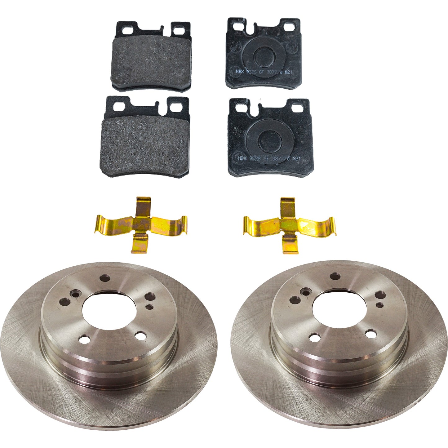 2-Wheel Set Rear Brake Disc and Pad Kit, Plain Surface 5 Lugs 277.88 mm Organic Pro-Line Series, Includes (2) Brake Disc and (1) Brake Pad Set