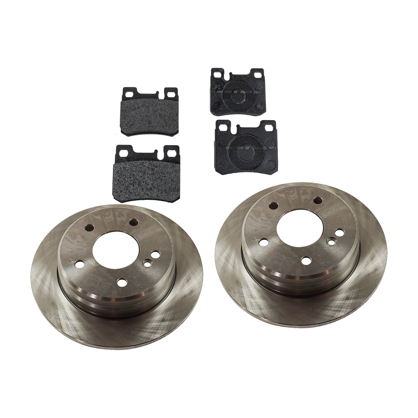 2-Wheel Set Brake Disc and Pad Kit, Plain Surface 5 Lugs 258 mm Semi-metallic Pro-Line Series, Includes (2) Brake Disc and (1) Brake Pad Set