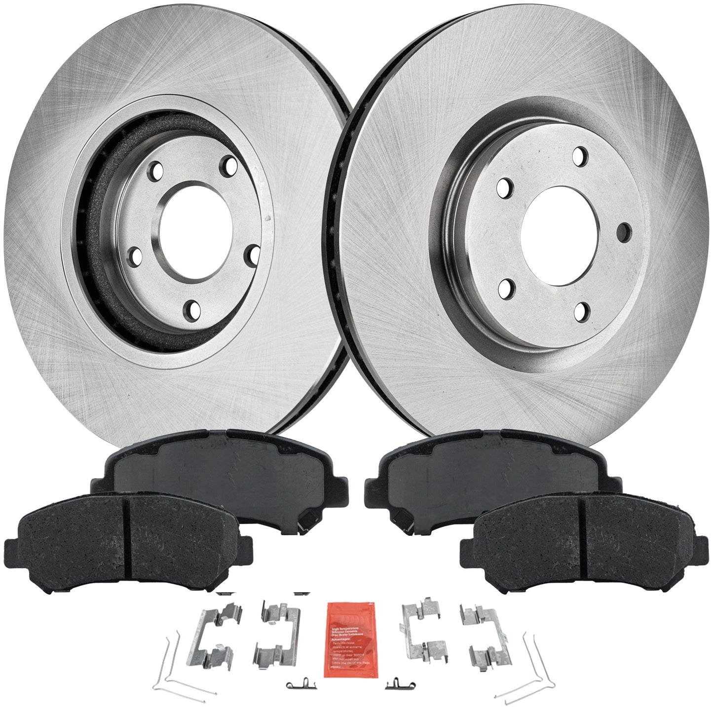 2-Wheel Set Brake Disc and Pad Kit, Plain Surface 5 Lugs 320.04 mm Ceramic Pro-Line Series, Includes (2) Brake Disc and (1) Brake Pad Set