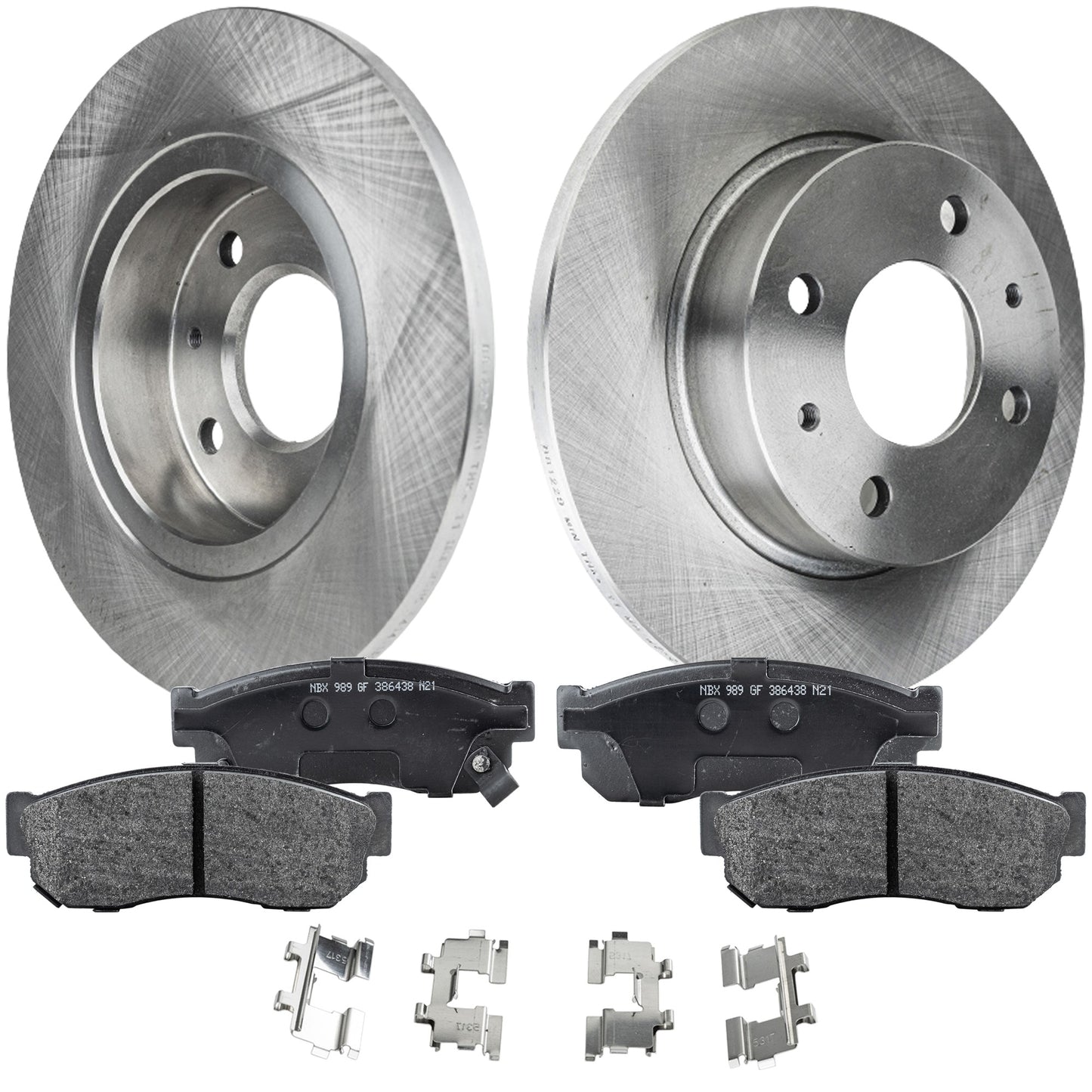 2-Wheel Set Brake Disc and Pad Kit, Plain Surface 4 Lugs 240.28 mm Semi-metallic Pro-Line Series, Includes (2) Brake Disc and (1) Brake Pad Set