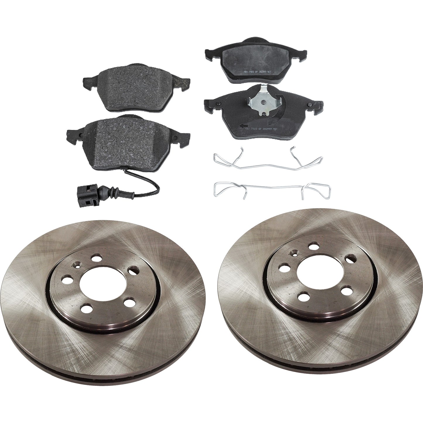 2-Wheel Set Front Brake Disc and Pad Kit, Plain Surface 5 Lugs 288.04 mm Organic Pro-Line Series, Includes (2) Brake Disc and (1) Brake Pad Set