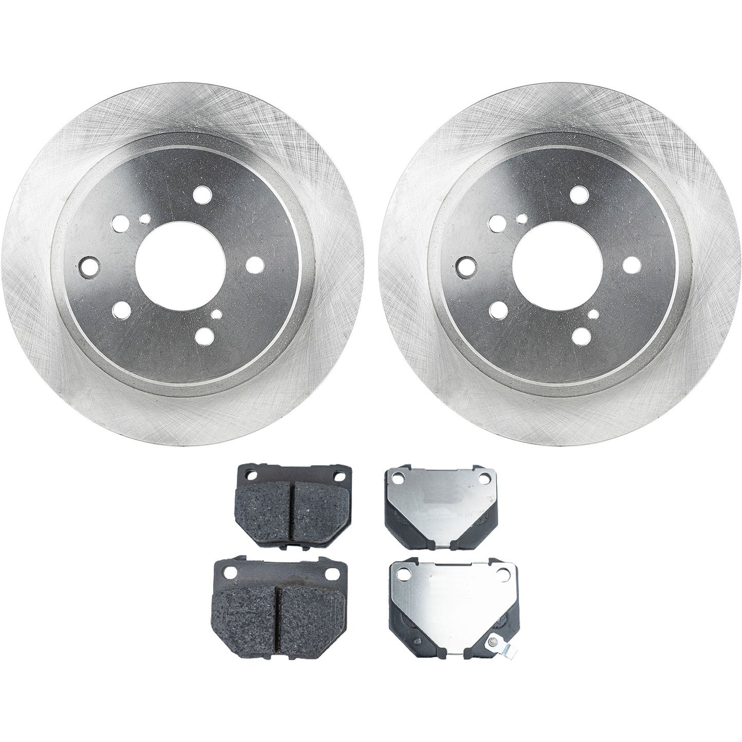 2-Wheel Set Rear Brake Disc and Pad Kit, Plain Surface 5 Lugs 296.93 mm Organic Pro-Line Series, Includes (2) Brake Disc and (1) Brake Pad Set