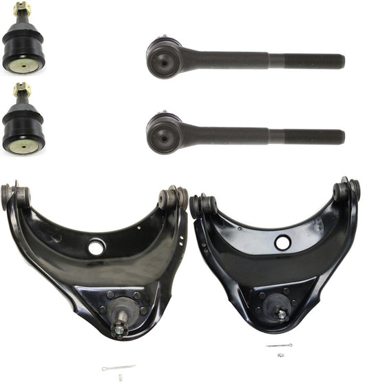 6-Piece Kit Front, Driver and Passenger Side, Upper Control Arm Kit, Includes (2) Ball Joint, (2) Control Arm, and (2) Tie Rod End