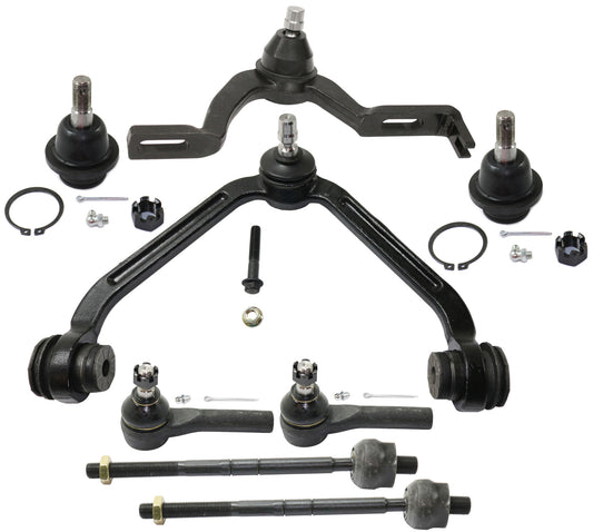 8-Piece Kit Front, Driver and Passenger Side, Upper Control Arm Kit, Includes (2) Ball Joint, (2) Control Arm, and (4) Tie Rod End