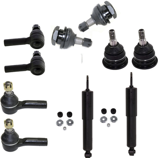 10-Piece Kit Front, Driver and Passenger Side Suspension, Includes (4) Ball Joint, (2) Shock Absorber, and (4) Tie Rod End