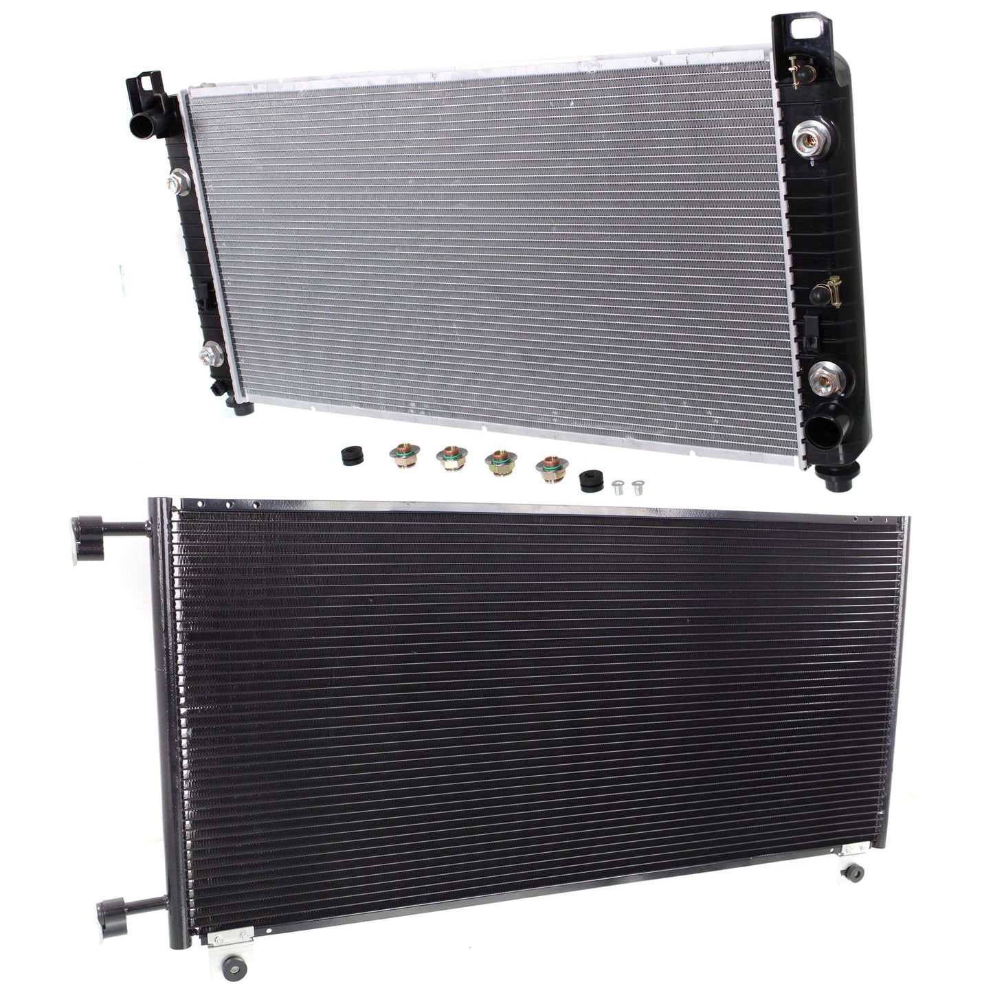 2-Piece Kit Radiator, 8.1L, 8Cyl Includes(1) A/C Condenser and (1) Radiator