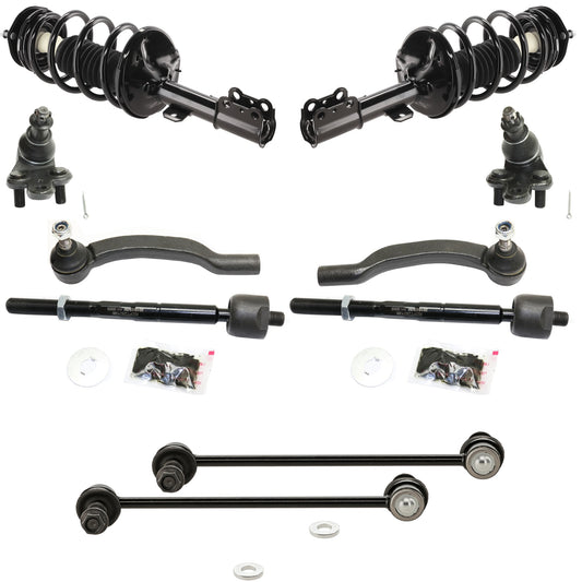 10-Piece Kit Front, Driver and Passenger Side Suspension Kit, Includes (2) Ball Joint, (4) Tie Rod End, (2) Sway Bar Link and (2) Shock Absorber and Strut Assembly
