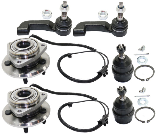 6-Piece Kit Front, Driver and Passenger Side Suspension Kit, Includes (2) Ball Joint, (2) Tie Rod End and (2) Wheel Hub