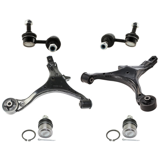6-Piece Kit Front, Driver and Passenger Side, Lower Control Arm Kit, Includes (2) Ball Joint, (2) Control Arm, and (2) Sway Bar Link