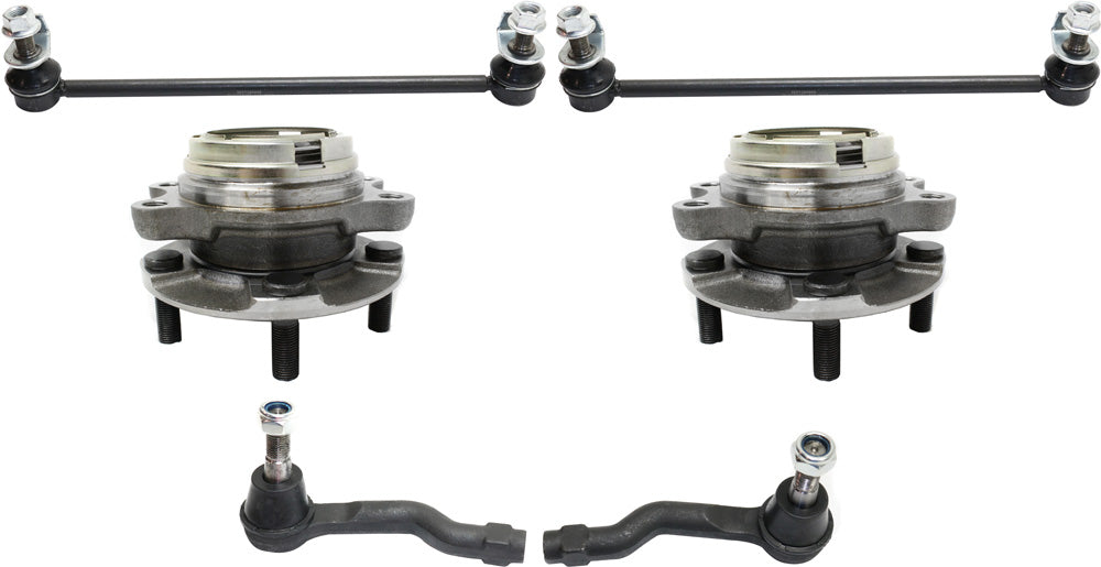 6-Piece Kit Front, Driver and Passenger Side Suspension Kit, Includes (2) Sway Bar Link, (2) Tie Rod End and (2) Wheel Hub