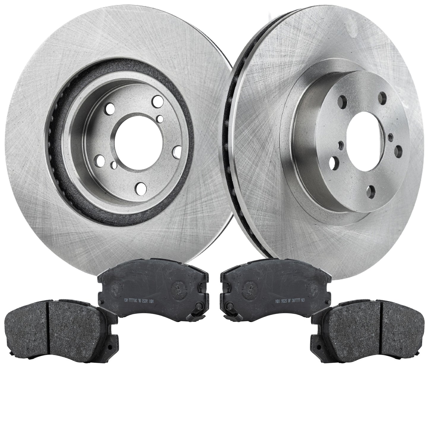 2-Wheel Set Front Brake Disc and Pad Kit, Plain Surface 5 Lugs 276.86 mm Organic Pro-Line Series, Includes (1) Brake Pad Set and (2) Brake Disc