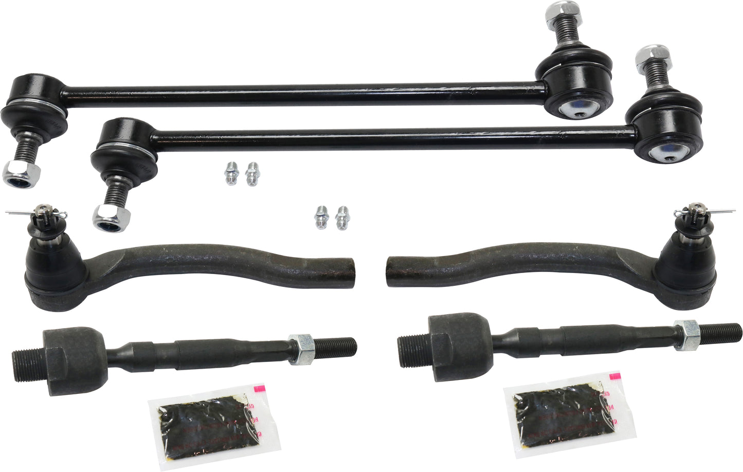 6-Piece Kit Front, Driver and Passenger Side Suspension Kit, Includes (4) Tie Rod End and (2) Sway Bar Link