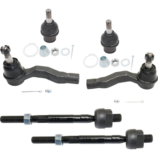 6-Piece Kit Front, Driver and Passenger Side, Inner and Outer, Lower Suspension Kit, Includes (2) Ball Joint and (4) Tie Rod End