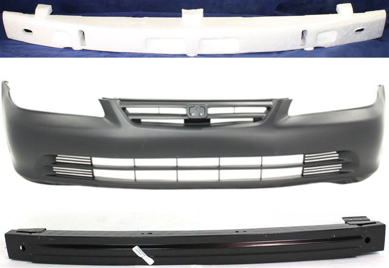 3-Piece Kit, Front Primed Bumper Cover, Includes (1) Bumper Absorber, (1) Bumper Cover, and (1) Bumper Reinforcement