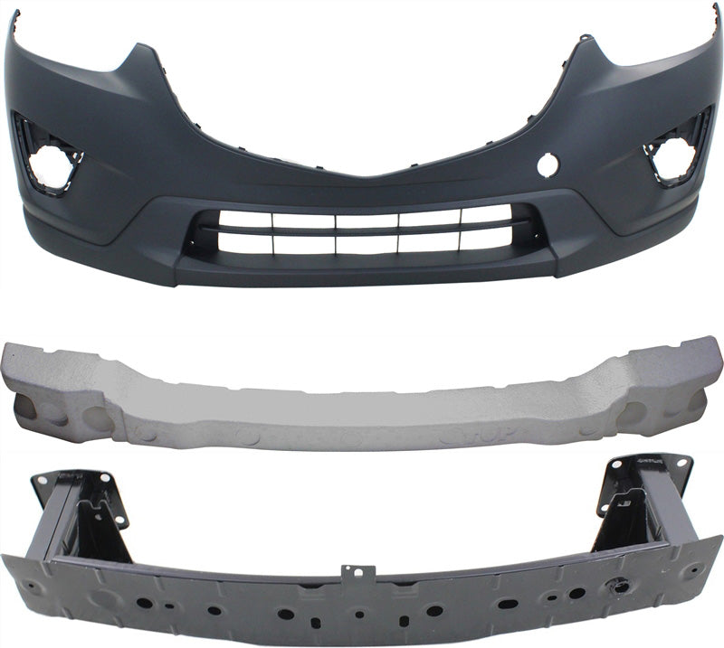 Комплект из 3 частей: передний верхний - грунтованный, нижний - текстурированный бампер, включает в себя (1) поглотитель удара, (1) накладку бампера и (1) усилитель бампера