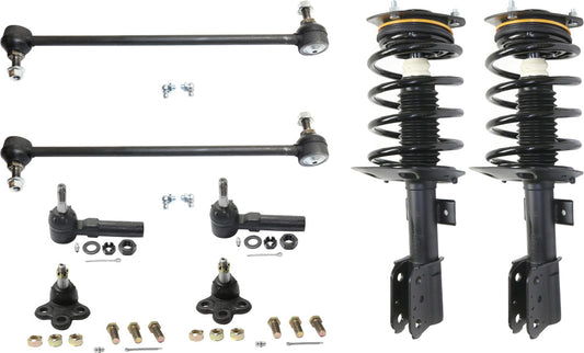 8-Piece Kit Front, Driver and Passenger Side Suspension Kit, Includes (2) Ball Joint, (2) Tie Rod End, (2) Sway Bar Link and (2) Shock Absorber and Strut Assembly