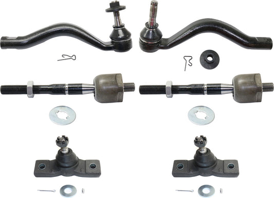 6-Piece Kit Front, Driver and Passenger Side Suspension Kit, Includes (2) Ball Joint and (4) Tie Rod End