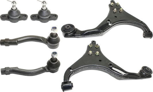 6-Piece Kit Front, Driver and Passenger Side, Lower Control Arm Kit, Includes (2) Ball Joint, (2) Control Arm, and (2) Tie Rod End