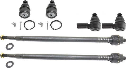 6-Piece Kit Front, Driver and Passenger Side Suspension Kit, Includes (2) Ball Joint and (4) Tie Rod End