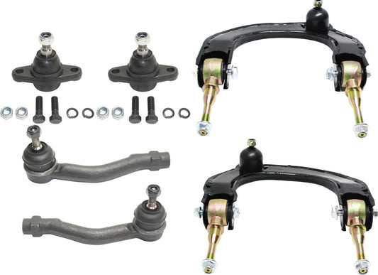 6-Piece Kit Front, Driver and Passenger Side, Upper Control Arm Kit, Includes (2) Ball Joint, (2) Control Arm, and (2) Tie Rod End