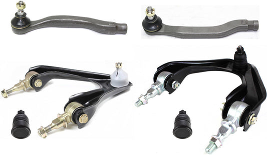 6-Piece Kit Front, Driver and Passenger Side, Upper Control Arm Kit, Includes (2) Ball Joint, (2) Control Arm, and (2) Tie Rod End