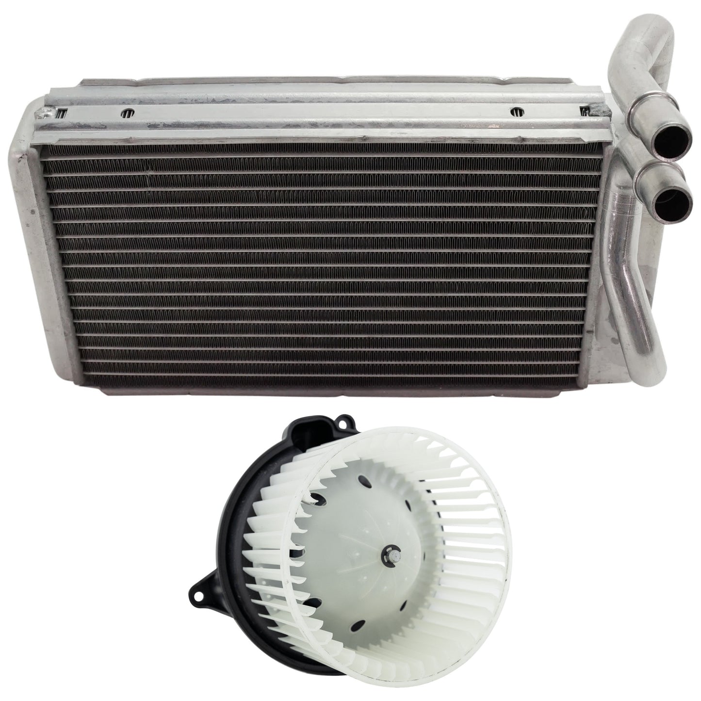 2-Piece Kit Heater Core, Includes (1) Heater Core and (1) Blower Motor