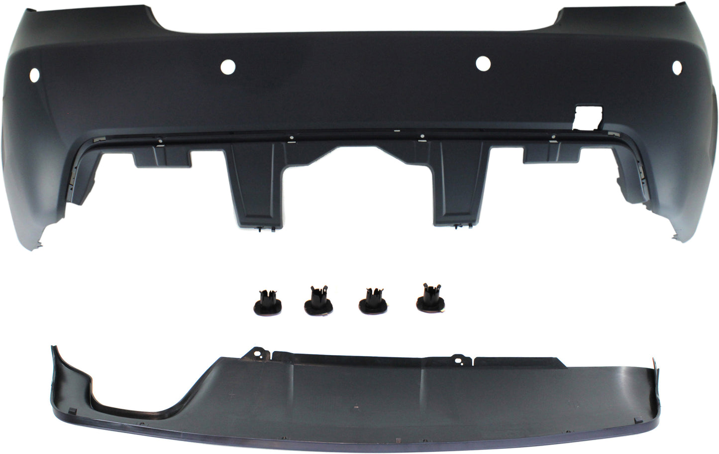 2-Piece Kit, Rear Primed Bumper Cover, Sedan, For Models With M Package, Includes (1) Bumper Cover and (1) Valance