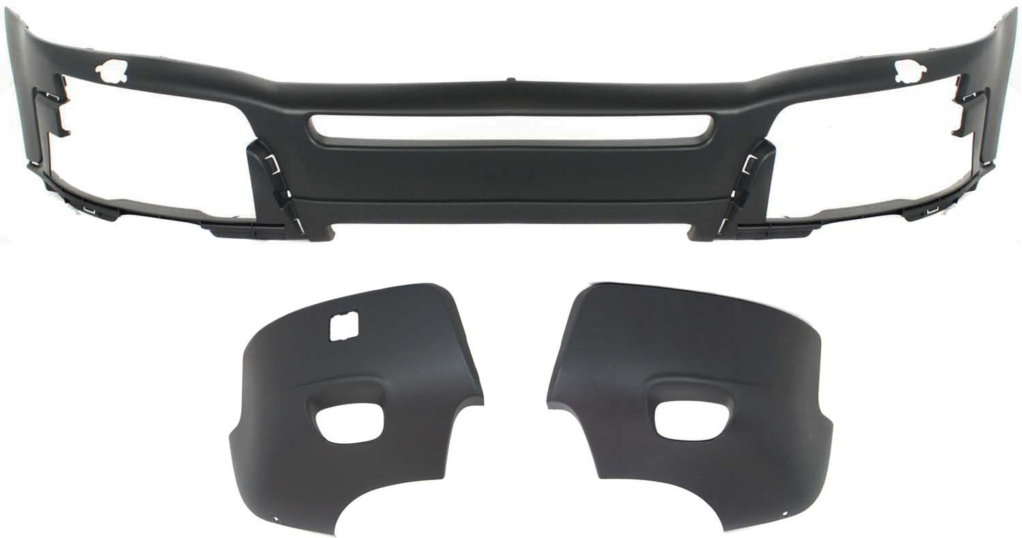 3-Piece Kit, Front Primed Bumper Cover, Includes (1) Bumper Cover and (2) Bumper End