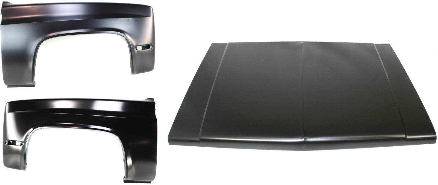3-Piece Kit Factory Style Hood, Steel, Primed, Includes (2) Fender and (1) Hood