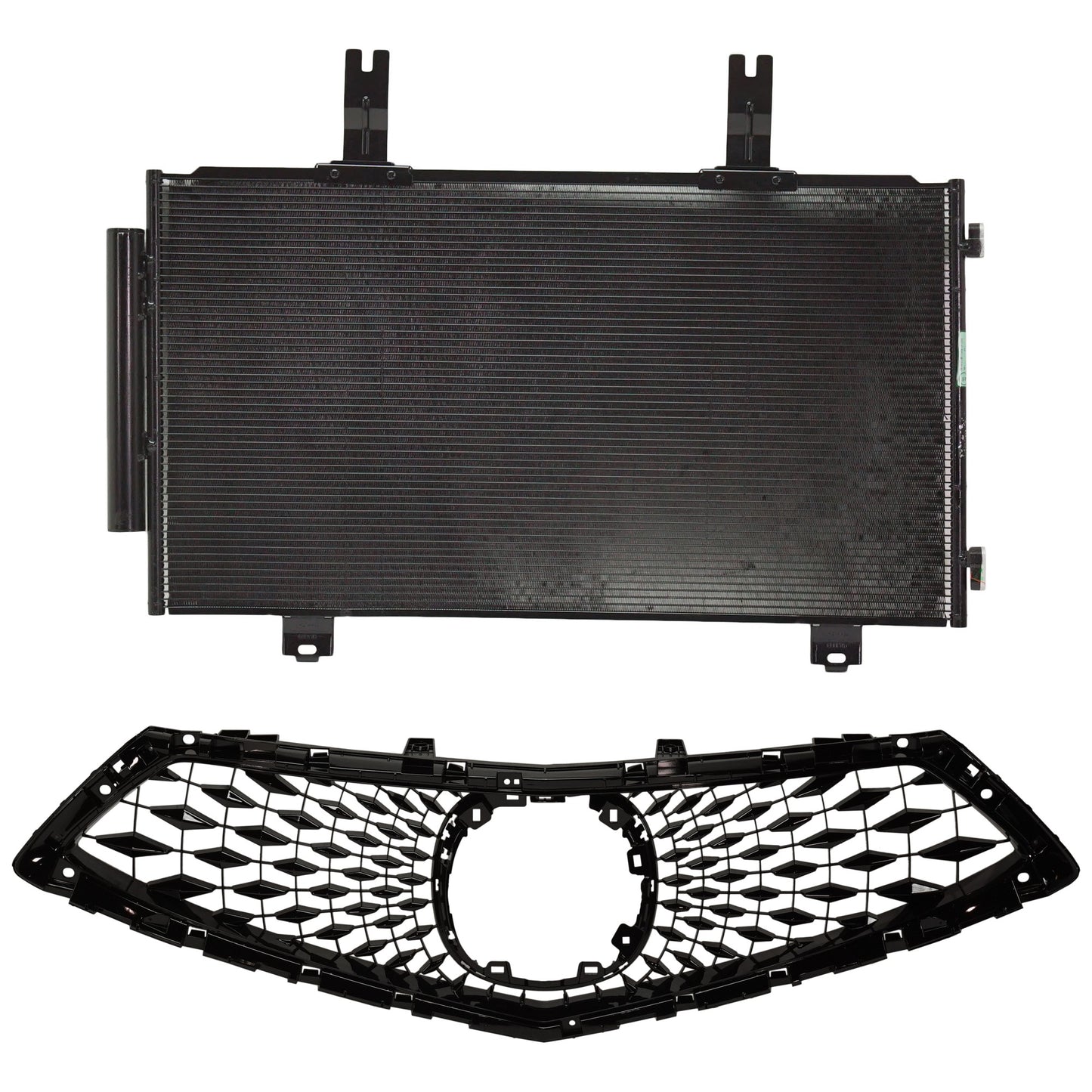 2-Piece Kit, Grille Painted Black, For Models Without Surround View Camera, CAPA Certified, Includes (1) A/C Condenser and (1) Grille Assembly