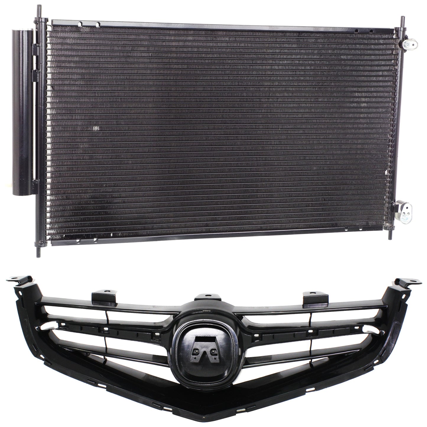 2-Piece Kit, Grille Painted Black, Includes (1) A/C Condenser and (1) Grille Assembly
