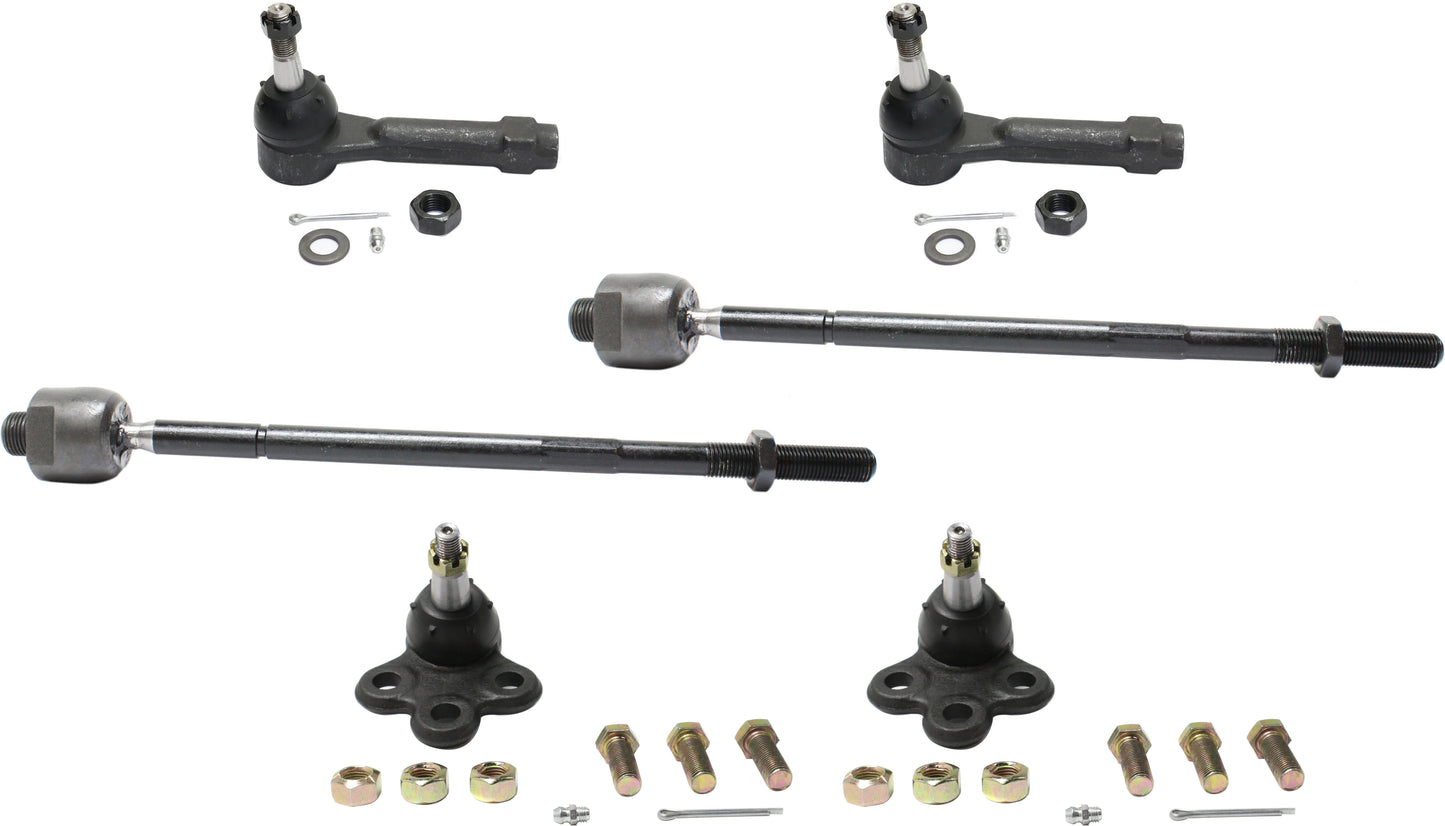 6-Piece Kit Front, Driver and Passenger Side, Inner and Outer Tie Rod End, Includes (4) Tie Rod End and (2) Ball Joint
