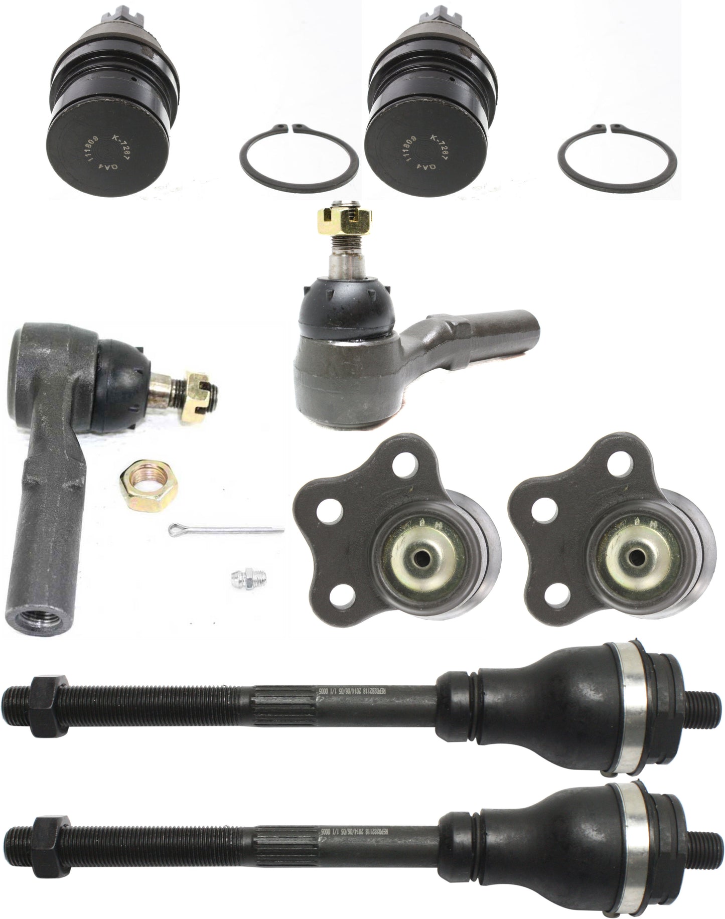 8-Piece Kit Front, Driver and Passenger Side, Inner and Outer Tie Rod End, Includes (4) Tie Rod End and (4) Ball Joint