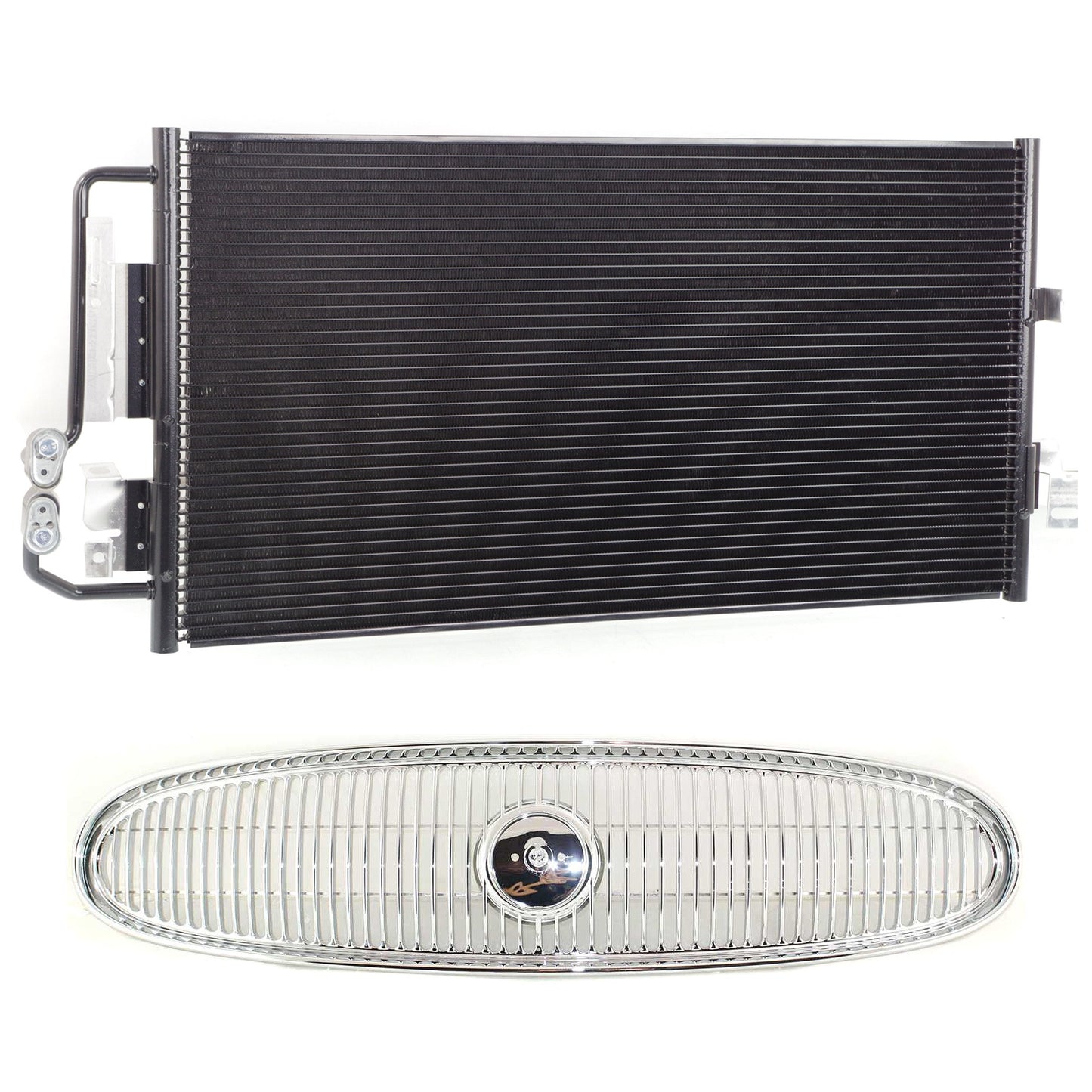 2-Piece Kit, Grille Chrome, Includes (1) A/C Condenser and (1) Grille Assembly