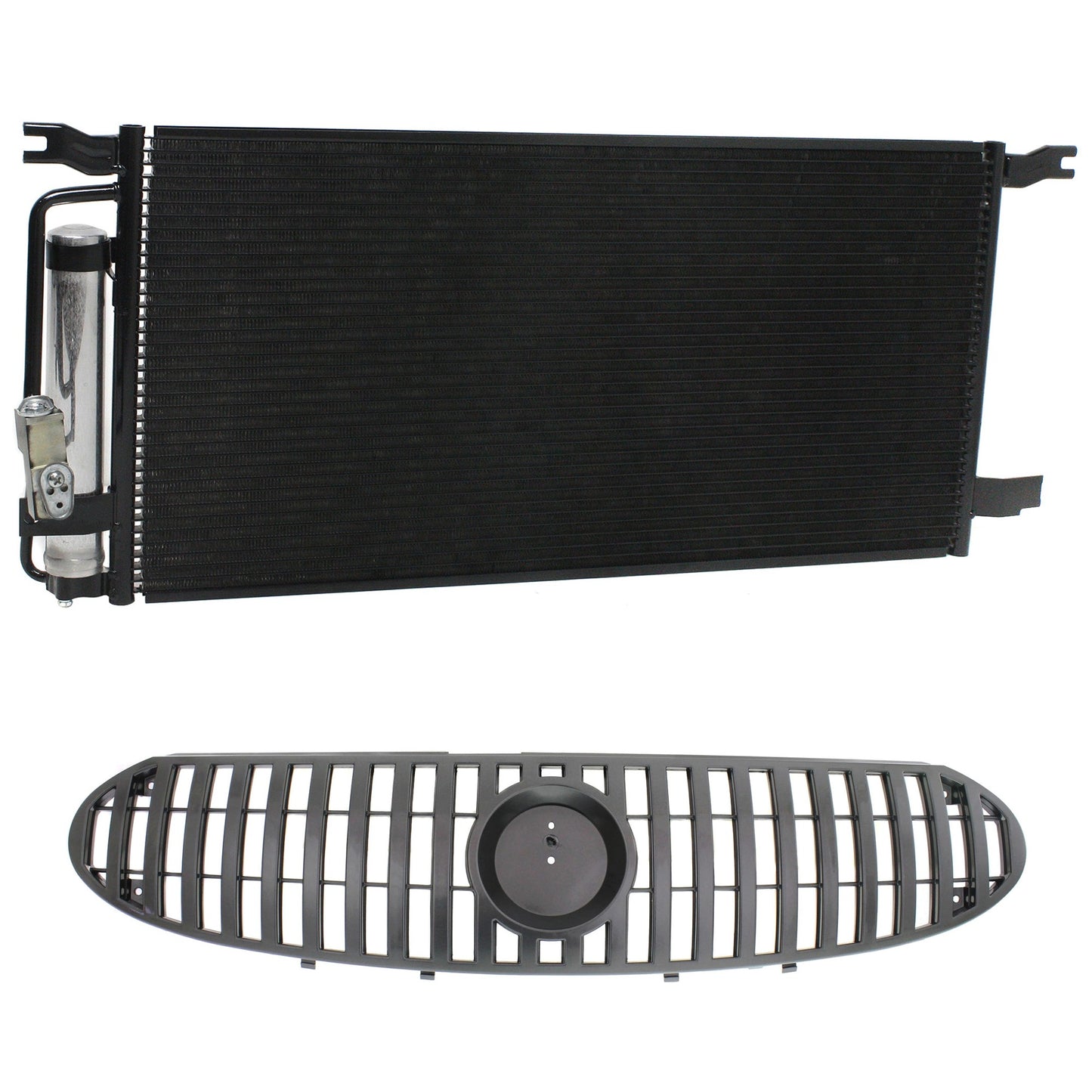 2-Piece Kit, Grille Painted Silver, Includes (1) A/C Condenser and (1) Grille Assembly