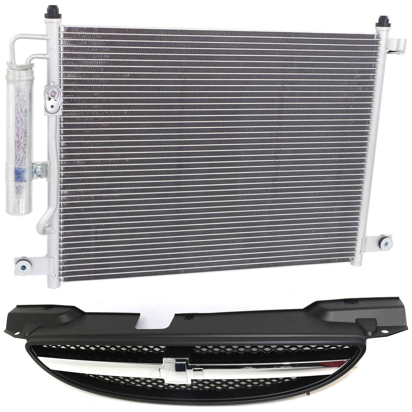 2-Piece Kit, Grille Painted Black, Includes (1) A/C Condenser and (1) Grille Assembly