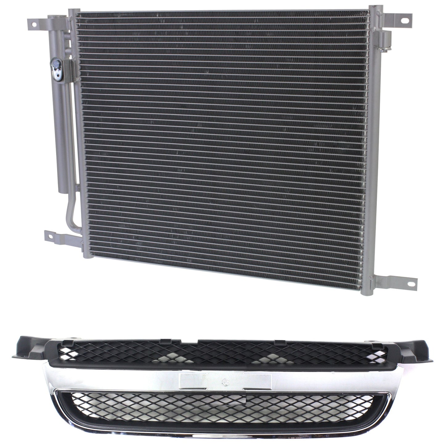 2-Piece Kit, Grille Textured Black, 4-Door, Includes (1) A/C Condenser and (1) Grille Assembly