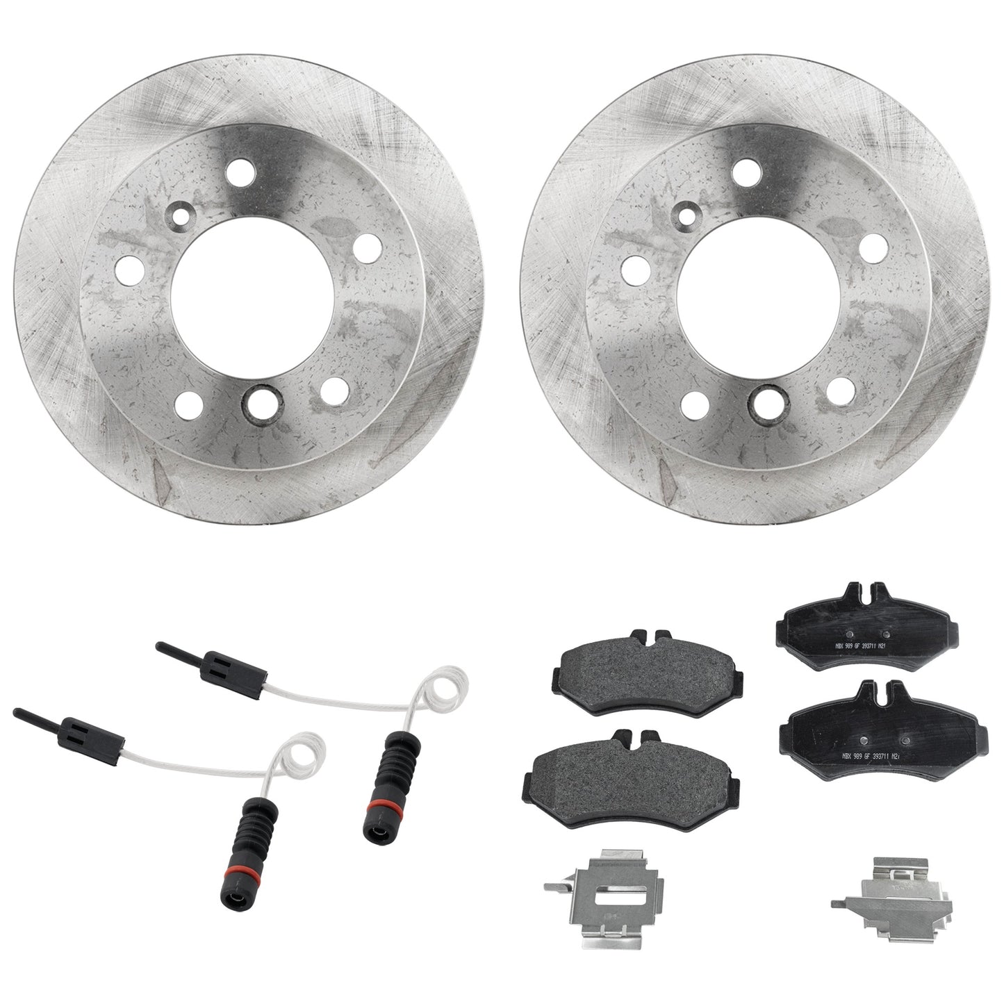 Комплект из 2 задних тормозных дисков и колодок, гладкая поверхность, 5 выступов, 272,03 мм, полуметаллические, включает в себя (1) комплект тормозных колодок, (2) датчика тормозных колодок и (2) тормозных диска
