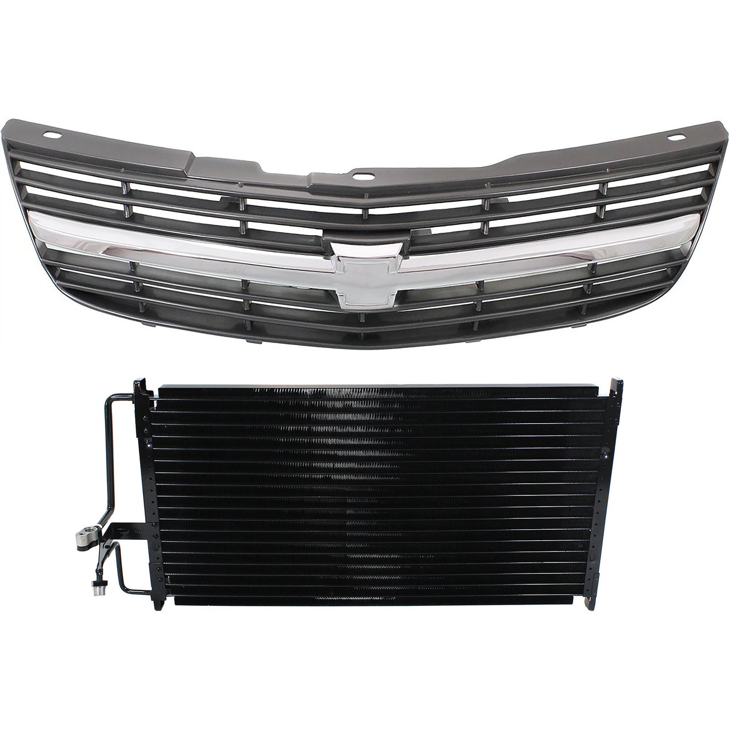 2-Piece Kit Grille Painted Gray, Includes (1) A/C Condenser and (1) Grille Assembly