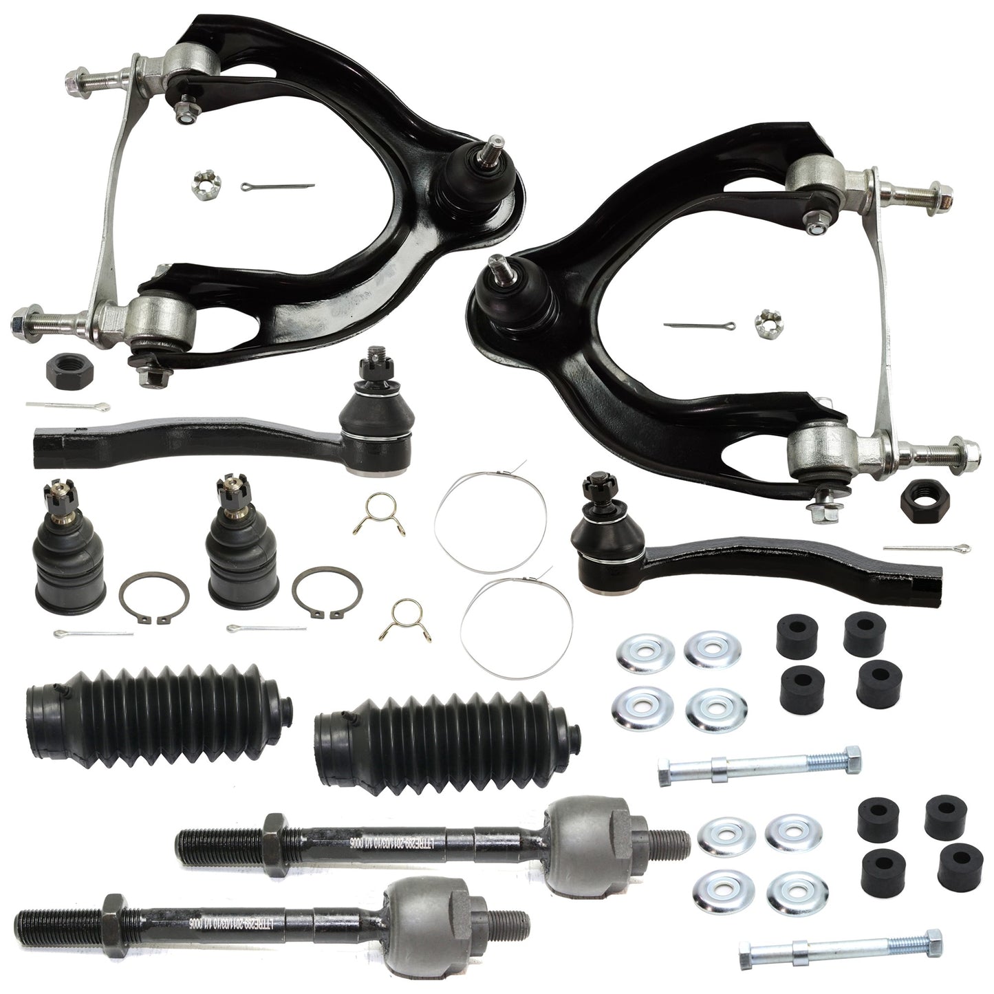 12-Piece Kit Driver and Passenger Side Suspension Kit, Includes (2) Control Arm, (2) Ball Joint, (4) Tie Rod End, (2) Steering Rack Boot and (2) Sway Bar Link