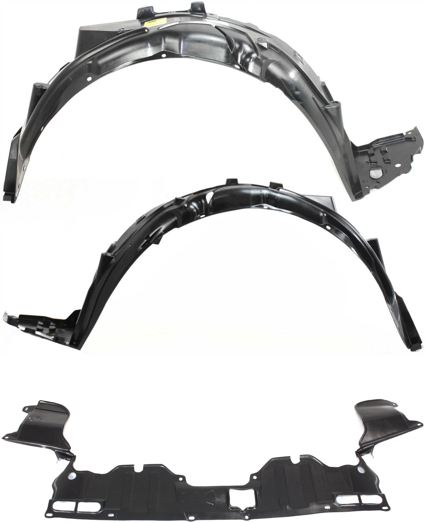 3-Piece Kit, Front, Driver and Passenger Side Fender Liner, Includes (1) Engine Splash Shield and (2) Fender Liner