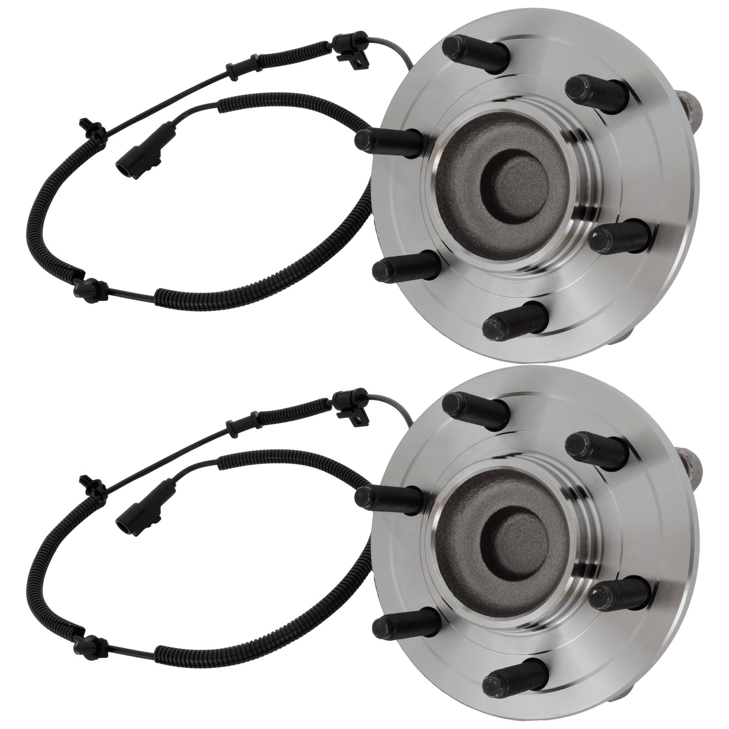 2-Wheel Set Front, Driver and Passenger Side Wheel Hub, 6 Lugs, With Bearing, With Sensor, RWD, 5.4L, 8Cyl, Includes (2) Wheel Hub and (2) Ball Joint